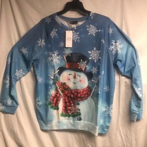 Women’s extra large sweatshirt pullover snowflake snowman 3-D print